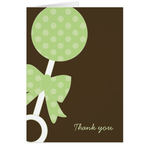 Green Polka Dots Rattle Thank You Notes Cards