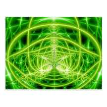 Green Pot Leaf Fractal Post Card