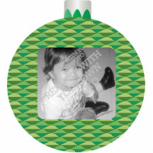 Green Printed Christmas Ball Photo Ornament Frame Photo Cutouts