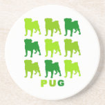 Green Pugs Drink Coaster