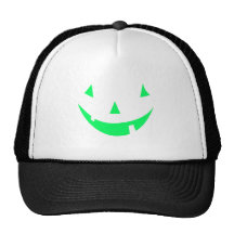 Green Pumpkin Face Halloween Design Trucker Hat
