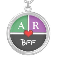 Green & Purple Slice Round BFF Friendship Necklace