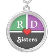 Green & Purple Slice Round Sisters Necklace