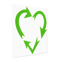Green Recycle Heart Canvas Print