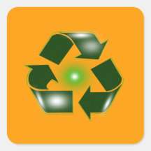Green Recycle Logo Square Sticker Sticker