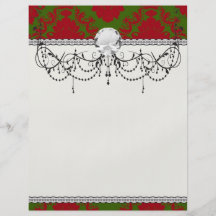 green red romantic christmas damask flyer design