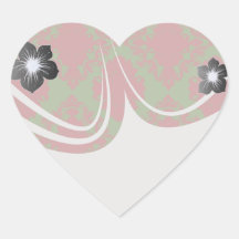 green red romantic christmas damask heart sticker