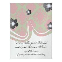 green red romantic christmas damask personalized announcement