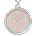 green red romantic christmas damask necklace