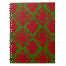 green red romantic christmas damask notebooks