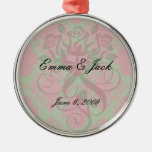 green red romantic christmas damask christmas tree ornaments