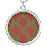 green red romantic christmas damask pendants