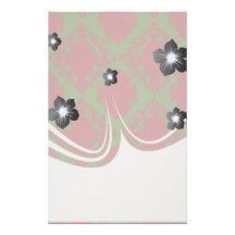 green red romantic christmas damask stationery design