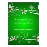 Green Red White Holly Holiday Invitation Card