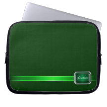 Green Ribbon Green Faux Jewel Monogram  Sleeve Computer Sleeves