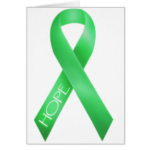 Green Ribbon Greeting Cards