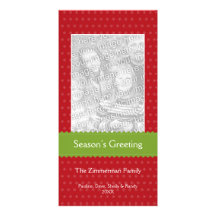 Green ribbon red custom Christmas holiday greeting Customised Photo Card