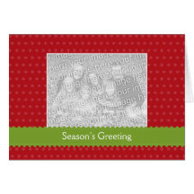 Green ribbon red photo Christmas holiday greeting Greeting Card