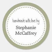 Green rosette handmade custom label party favour sticker