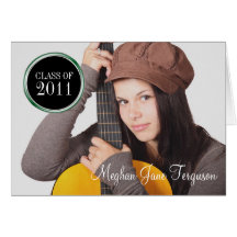 Green round seal 3 photos class year graduation greeting cards