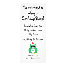 Green santa owl invitation