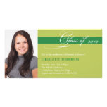 Green script class of graduation announcement photo cards