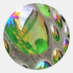Green Scupture Mirrors Glass Round Sticker