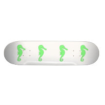 Green Seahorse on White Skateboard Decks