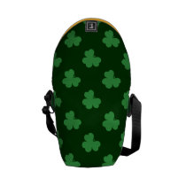 Green Shamrocks on Dark Green Mini Messenger Bag messenger bags