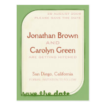 Green Shapeform Save the Date Postcard