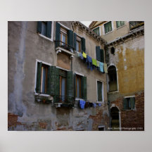 Green shutters in Venice, Italy Poster