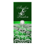Green Silk Diamond Damask Wedding Invitation