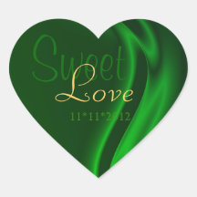 Green Silk Heart Candy Buffet Sticker