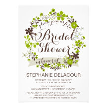 Green Spring Wreath Bridal Shower Invitations