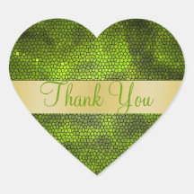 Green Stained Glass Thank You Heart Sticker