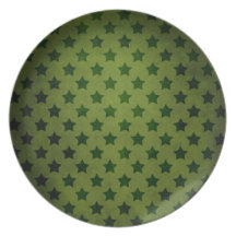 green star pattern party plate