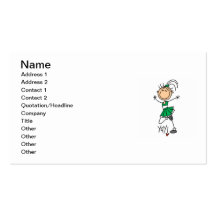Green Stick Figure Cheerleader t-shirts and Gifts Business Card Template