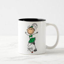 Green Stick Figure Cheerleader t-shirts and Gifts Mug