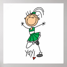 Green Stick Figure Cheerleader t-shirts and Gifts Print