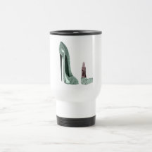 Green Stiletto Shoe and Lipstick Art Mugs