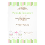 Green Stripe Tea Party Teapot Bridal Shower Personalized Announcement
