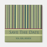 Green Striped Save The Date Fridge Magnet