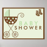 Green Stroller Baby Shower Sign Posters