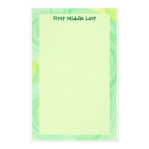 Green Swirl Border Personalized Stationery