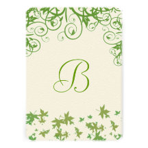 Green Swirl Leaf Tree Wedding Invitation