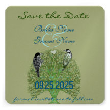 Green Swirl Love Tree Wedding Invitation