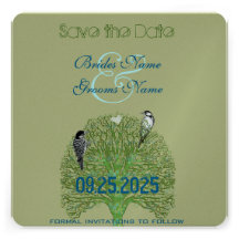 Green Swirl Love Tree Wedding Invitation