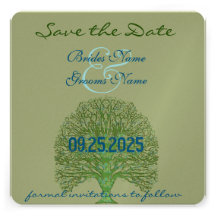 Green Swirl Love Tree Wedding Invitation