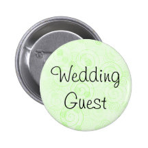 Green Swirls Wedding Guest Badge Pin