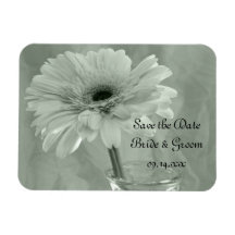 Green Tinted Daisy Wedding Save the Date Magnet